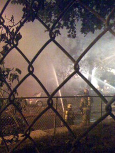 Building on fire (Montreal, Quebec, Street Visitation corner Sherbrook)