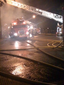 Building on fire (Montreal, Quebec, Street Visitation corner Sherbrook)