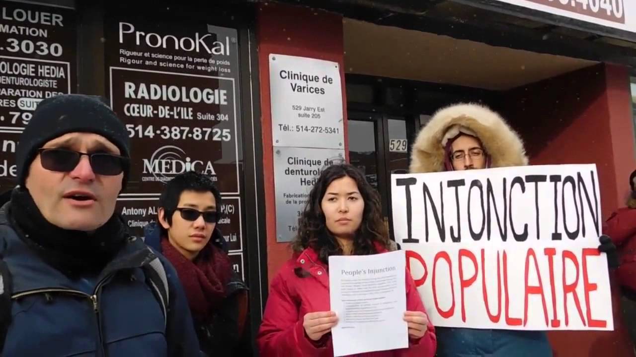 Montreal residents deliver the #PeoplesInjunction to Prime Minister Trudeau’s Constituency Office
